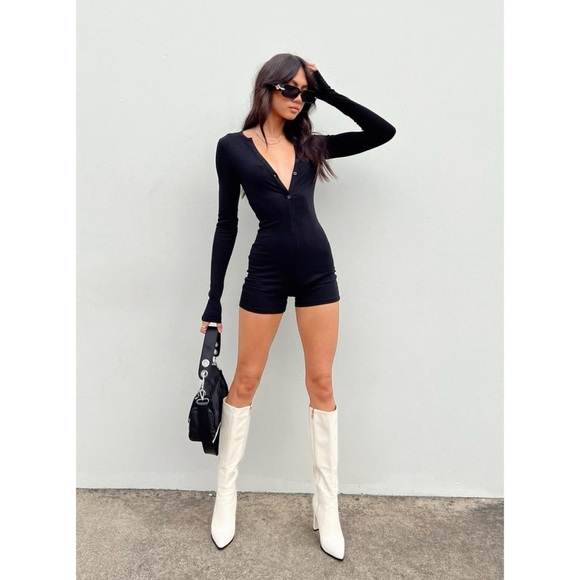 Lioness Pants - Lioness Angel Romper Long Sleeve in Black XXS